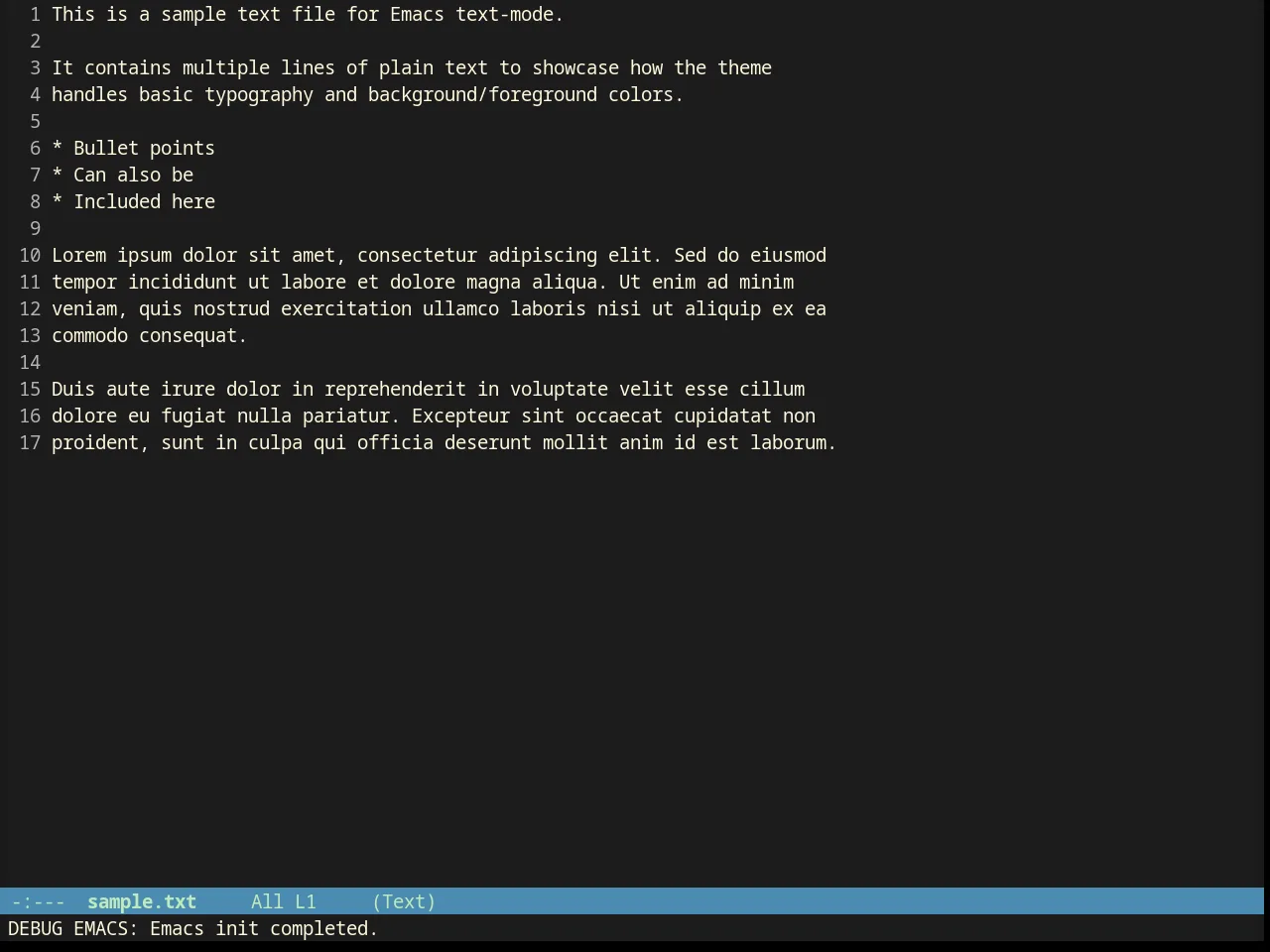 Dakrone Theme in text-mode