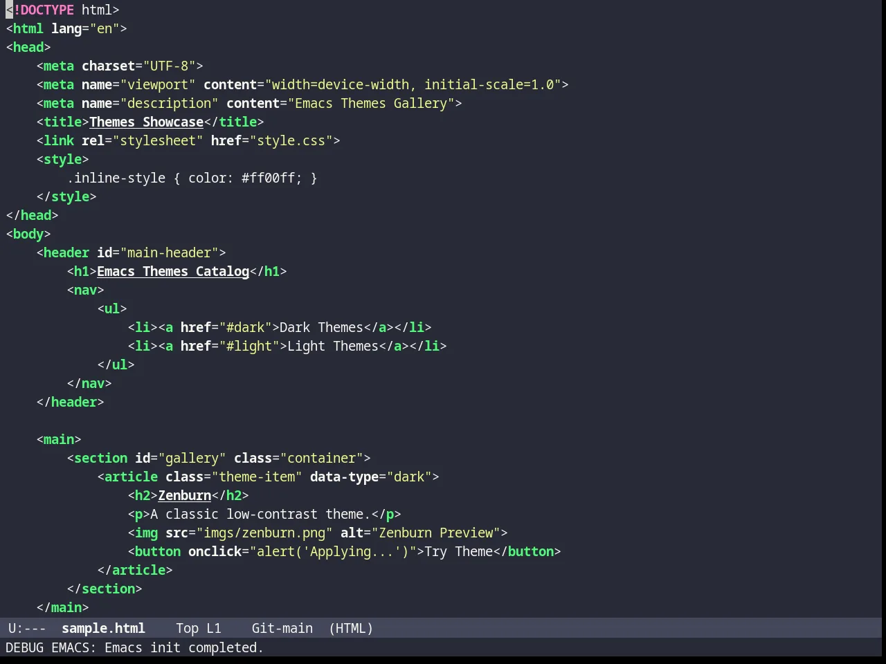 Darcula Theme in html-mode