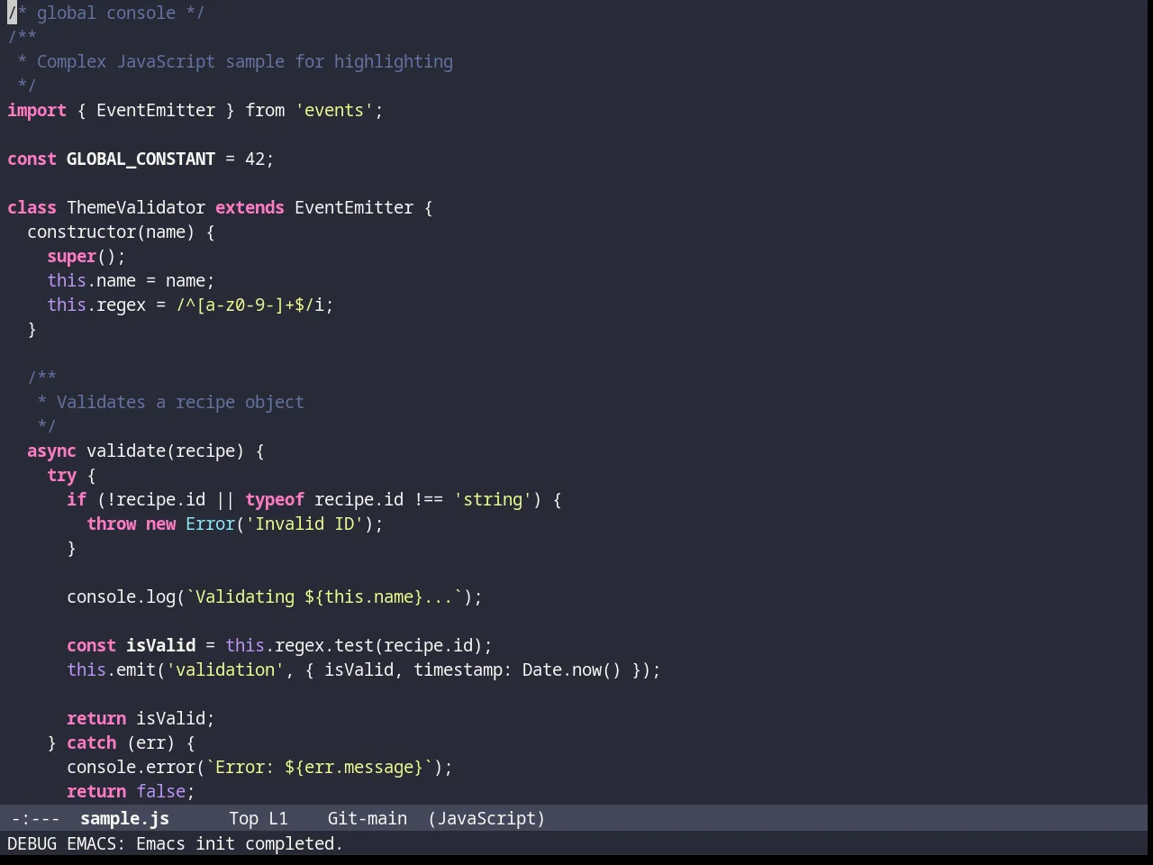 Darcula Theme in javascript-mode