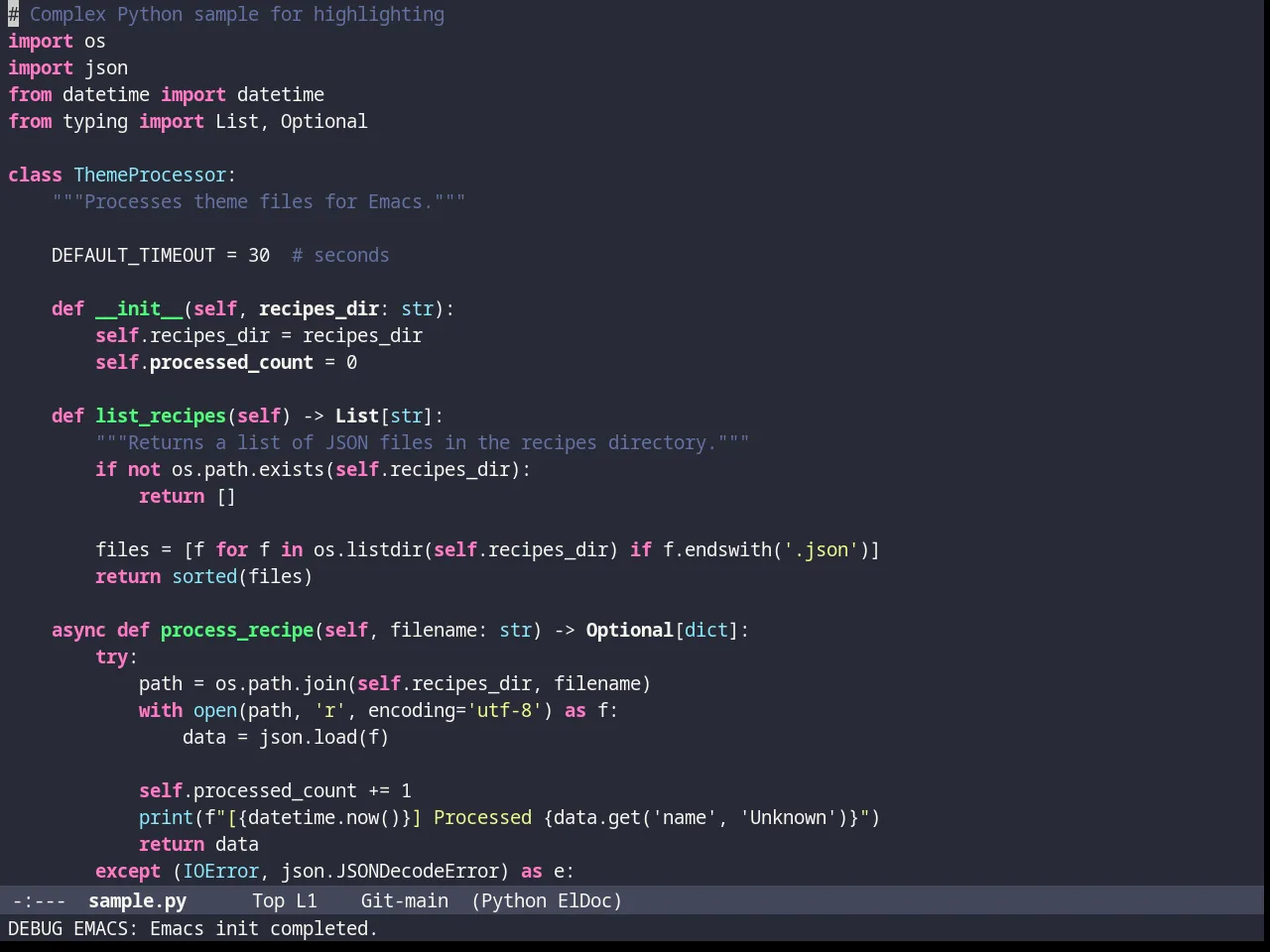Darcula Theme in python-mode