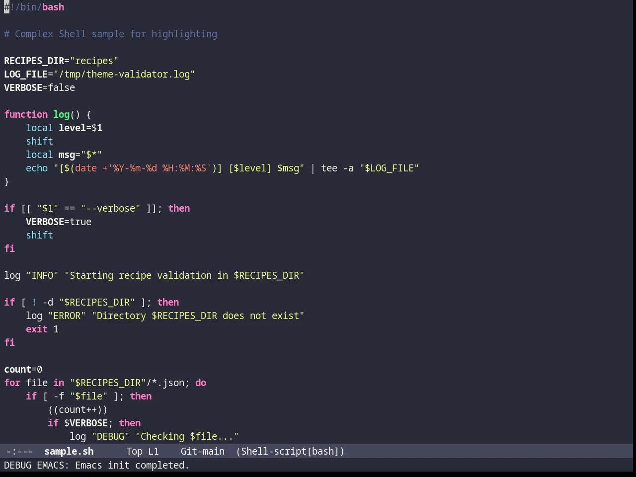 Darcula Theme in sh-mode