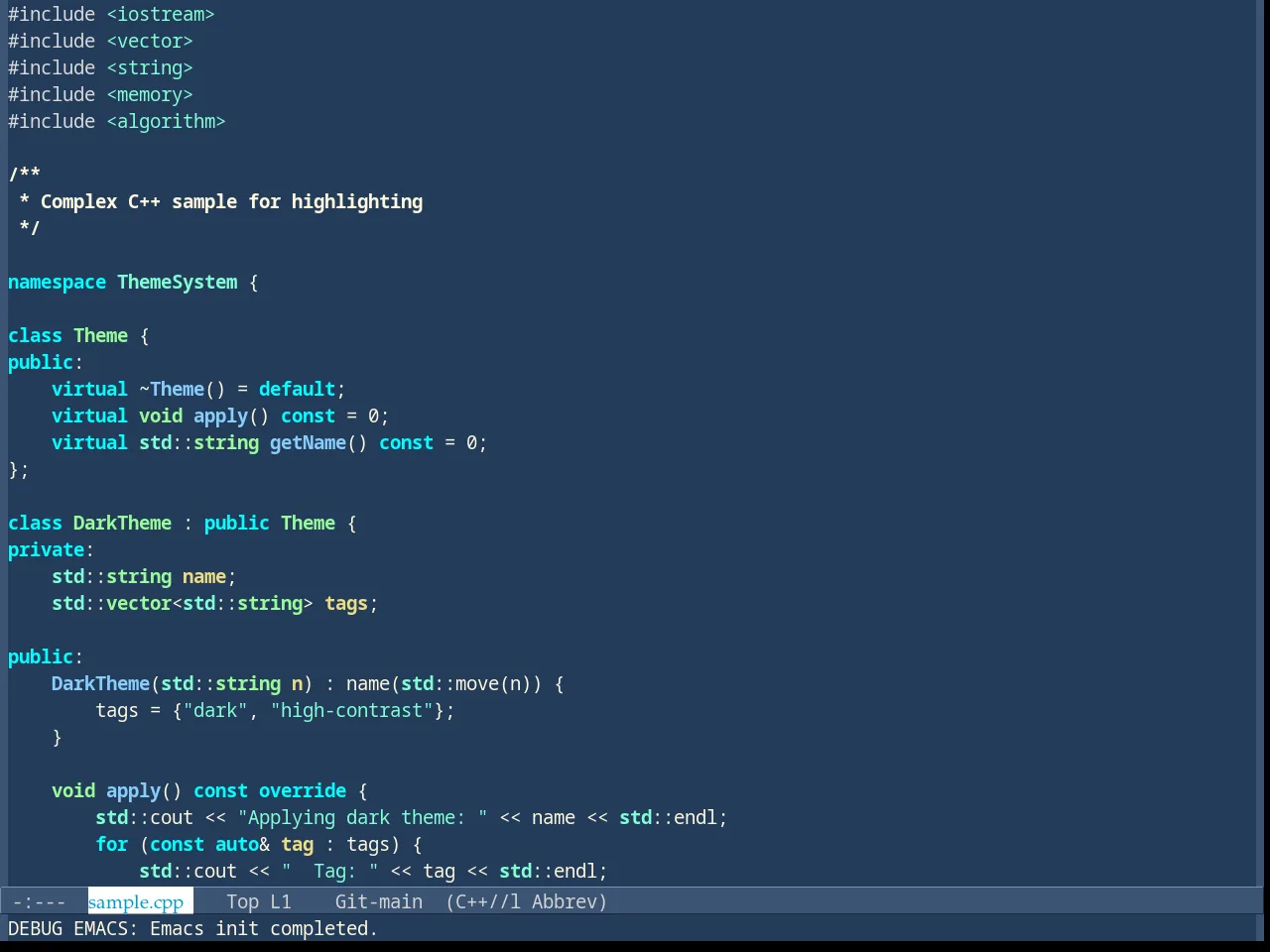 Dark Blue 2 Theme in c++-mode