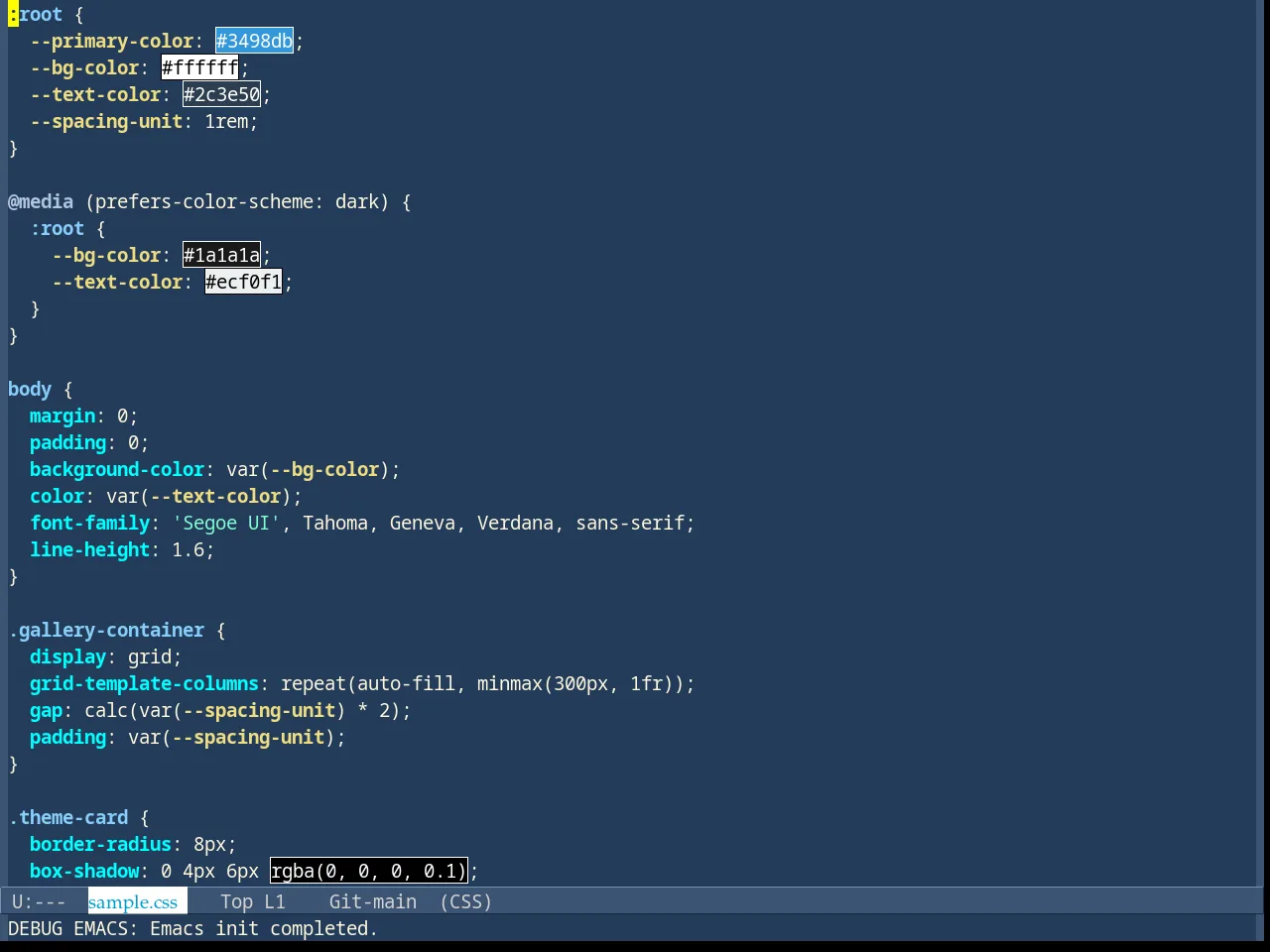 Dark Blue 2 Theme in css-mode