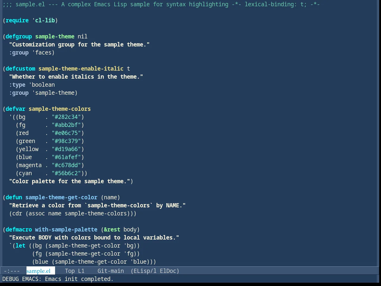 Dark Blue 2 Theme in emacs-lisp-mode