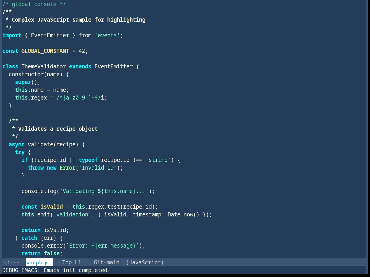 Dark Blue 2 Theme in javascript-mode