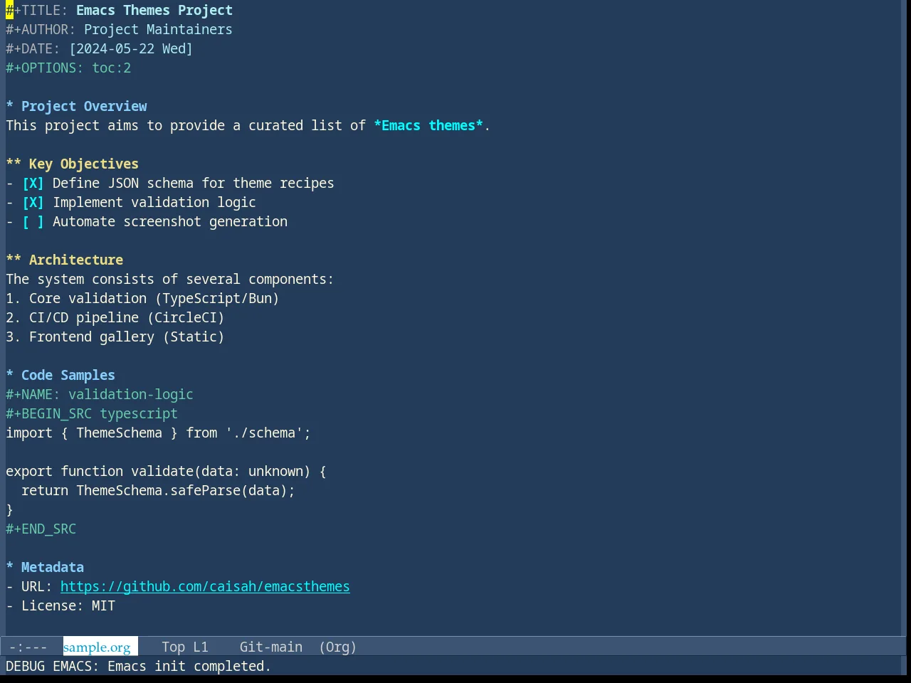 Dark Blue 2 Theme in org-mode