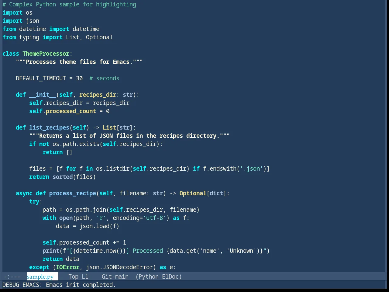 Dark Blue 2 Theme in python-mode