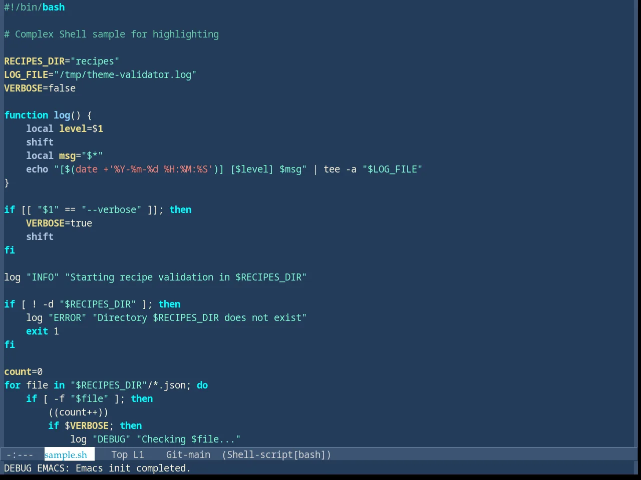 Dark Blue 2 Theme in sh-mode