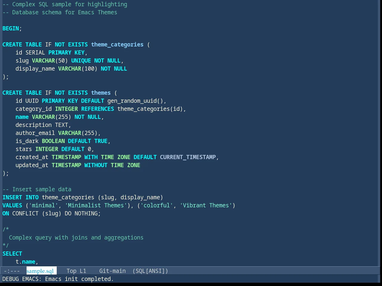 Dark Blue 2 Theme in sql-mode