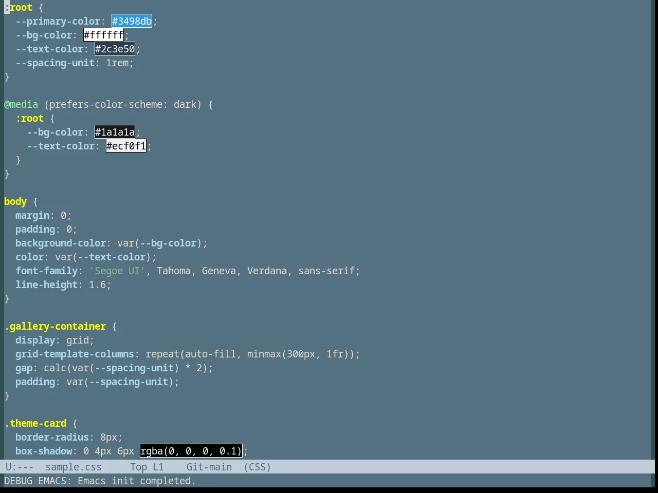 Dark Blue Theme in css-mode