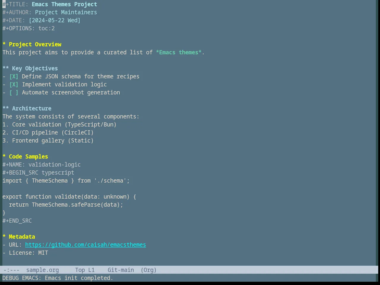 Dark Blue Theme in org-mode