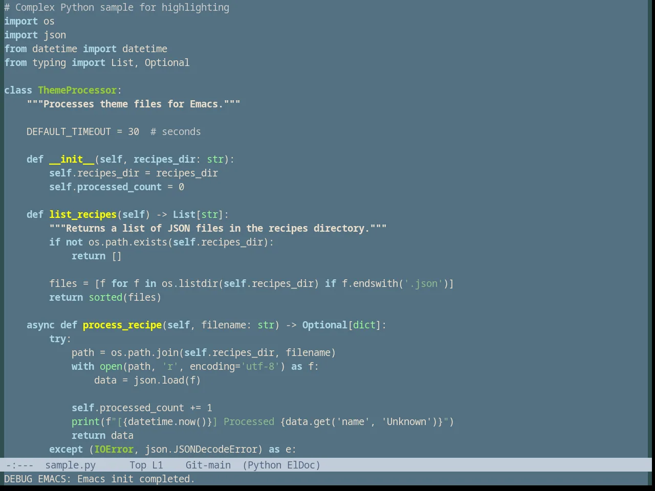 Dark Blue Theme in python-mode