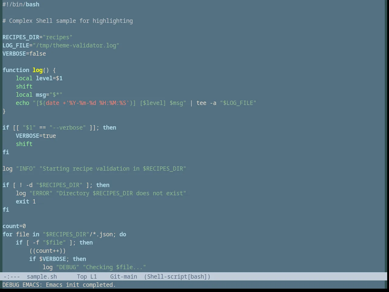 Dark Blue Theme in sh-mode