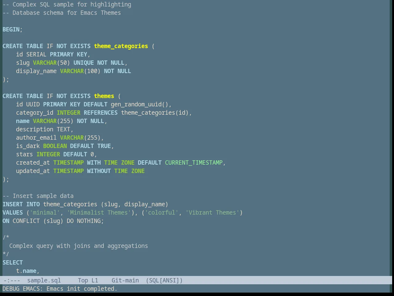 Dark Blue Theme in sql-mode