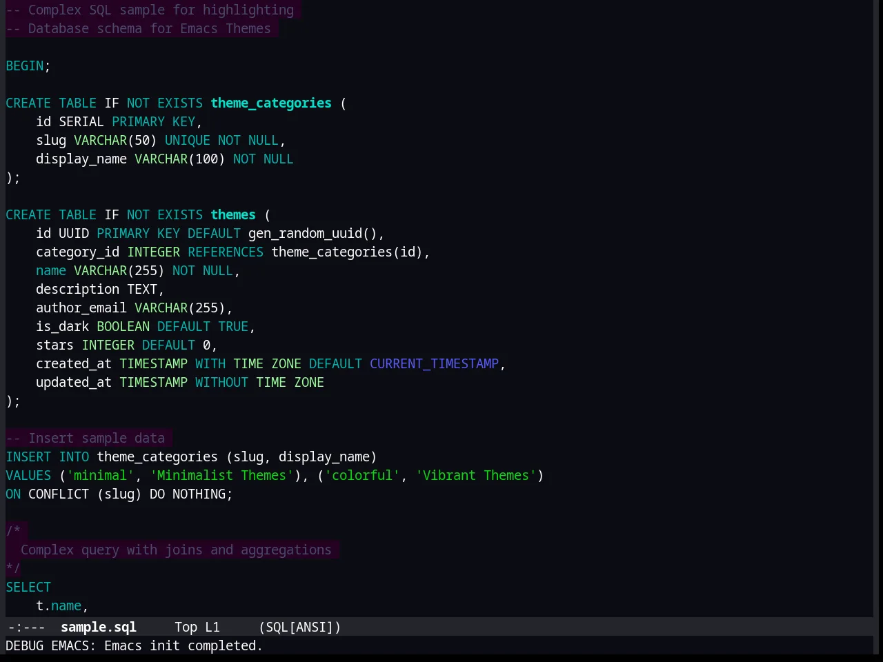 Dark Krystal Theme in sql-mode