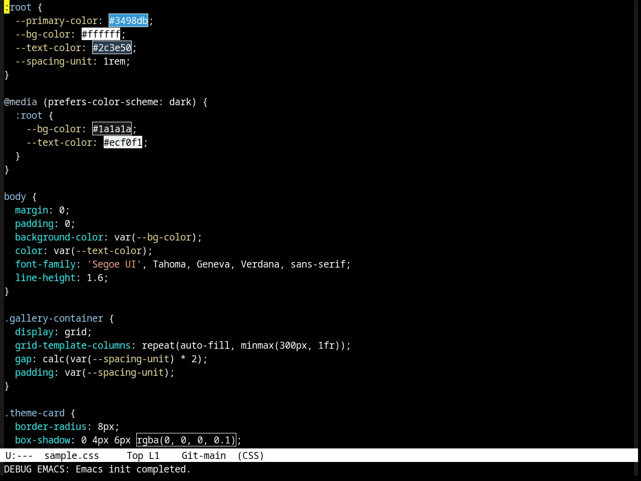 Dark Laptop Theme in css-mode
