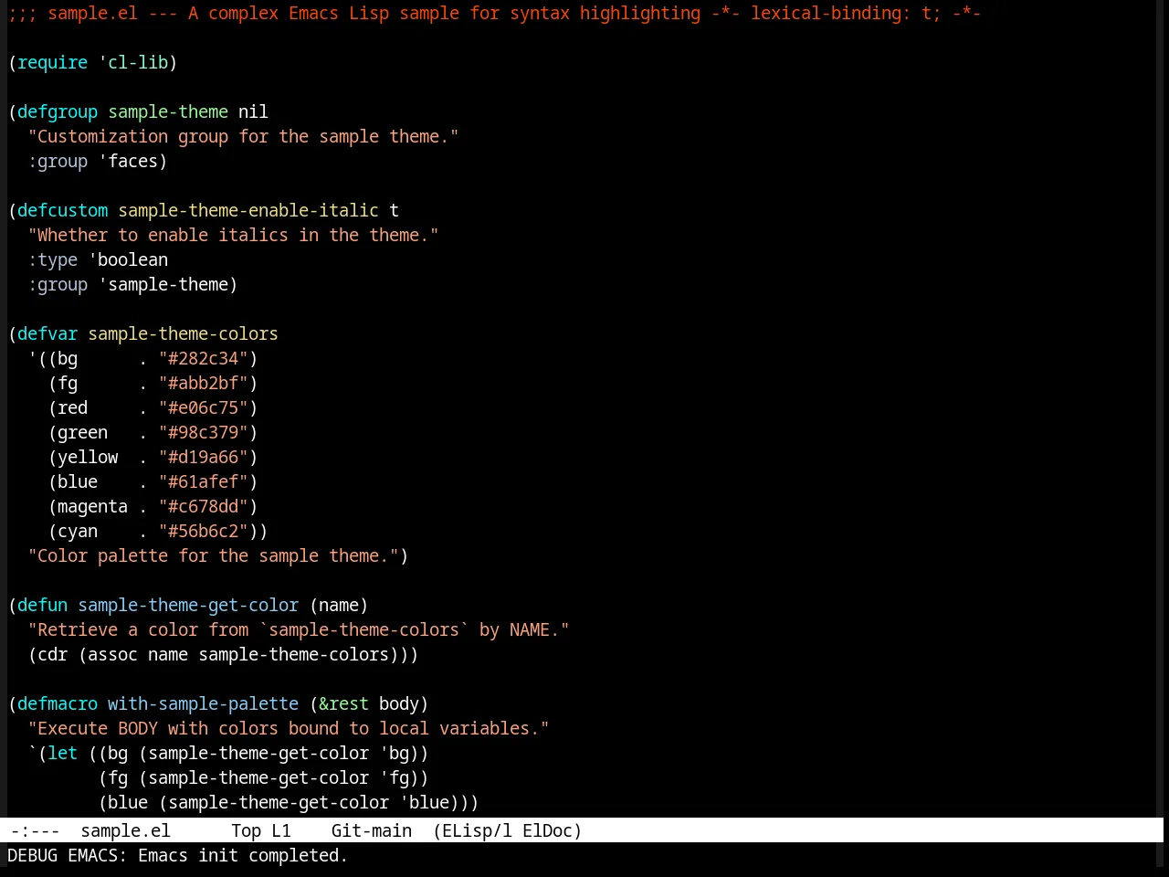 Dark Laptop Theme in emacs-lisp-mode