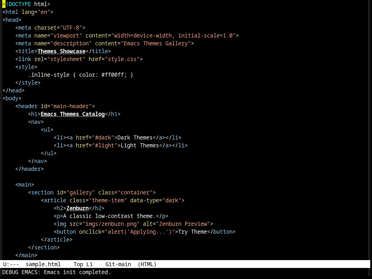 Dark Laptop Theme in html-mode
