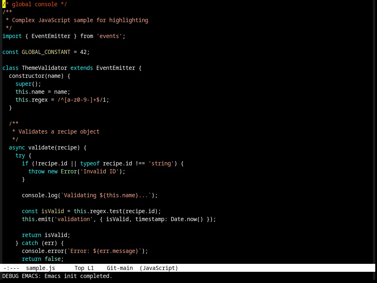 Dark Laptop Theme in javascript-mode