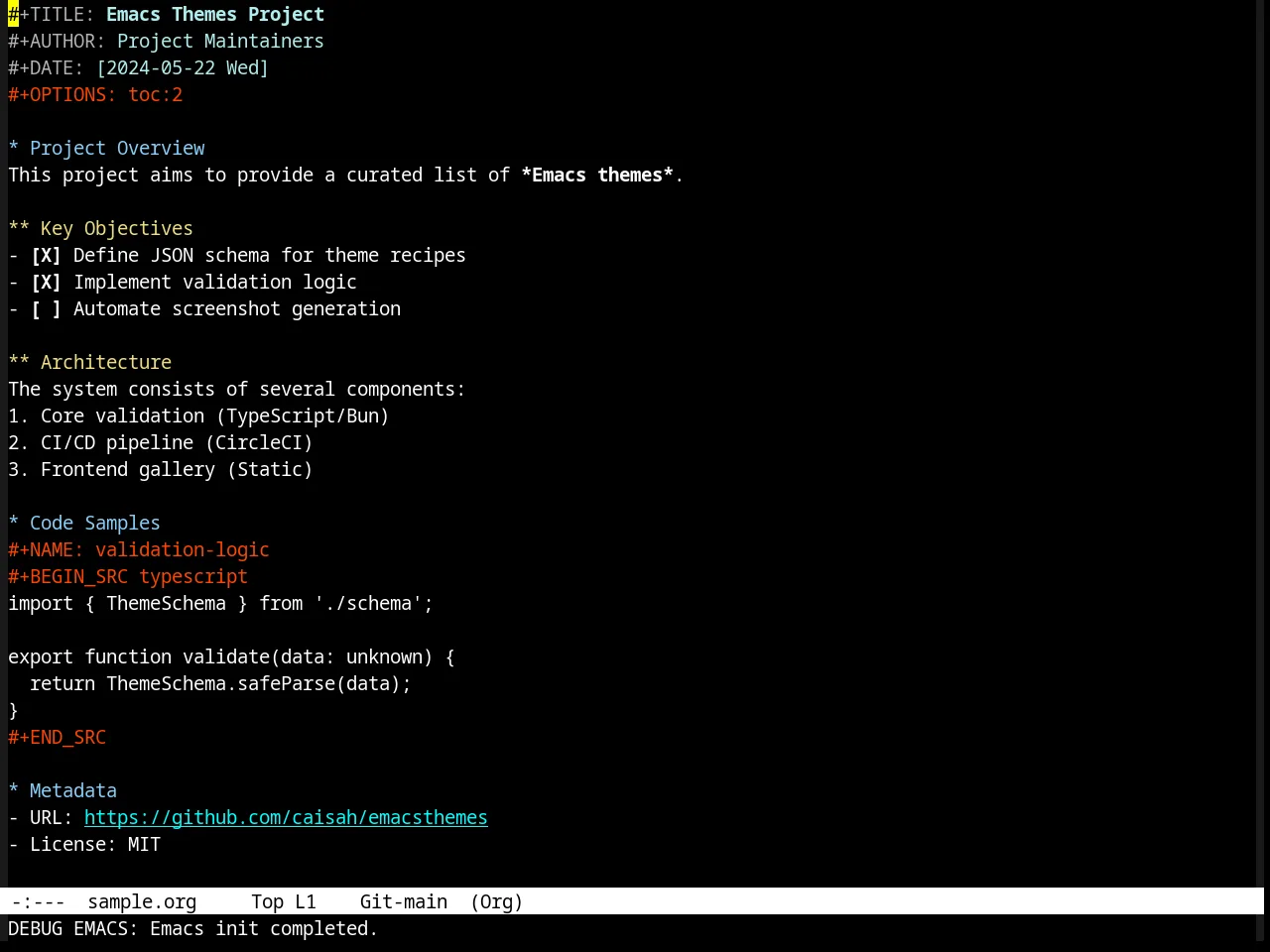Dark Laptop Theme in org-mode