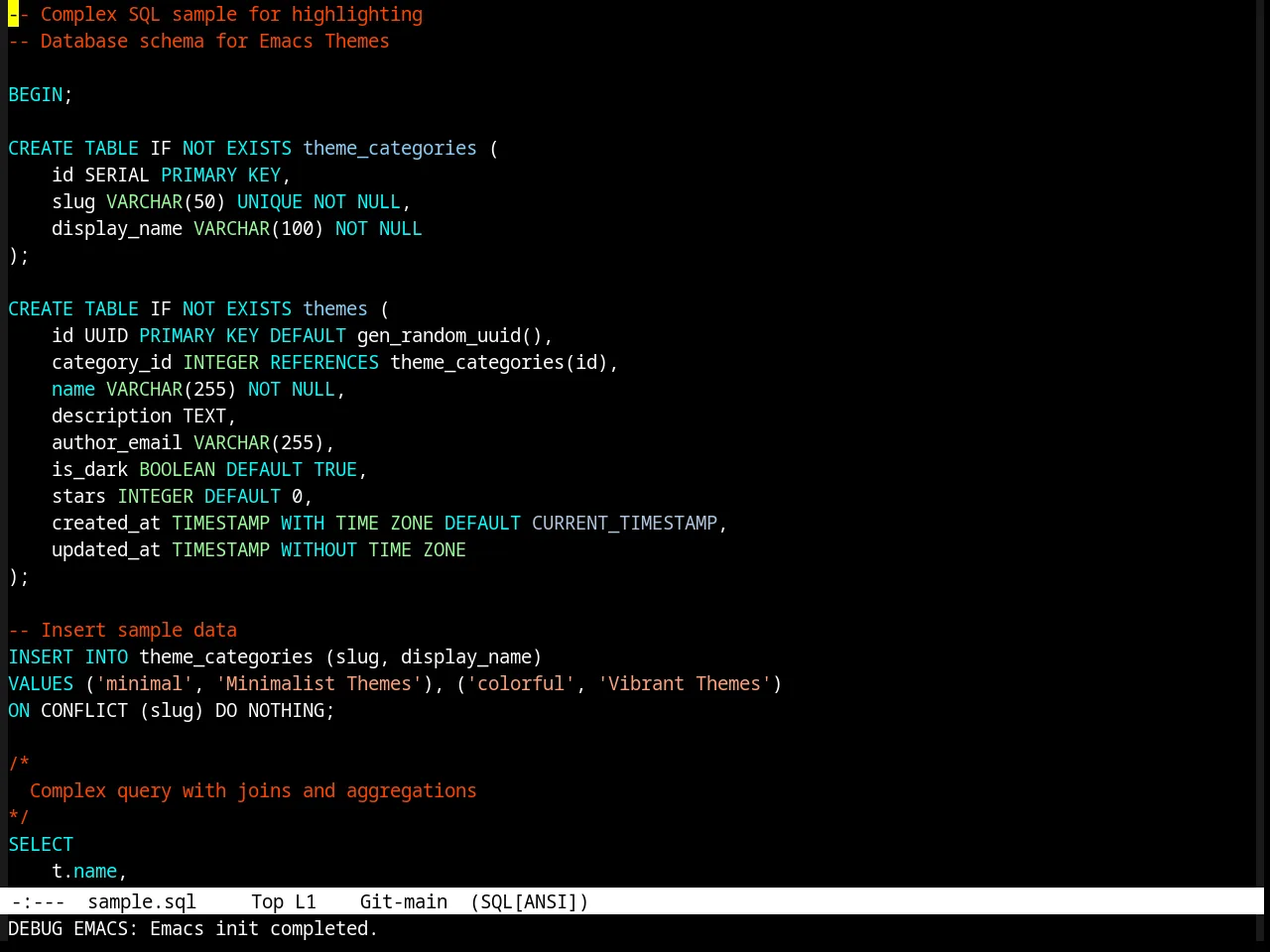 Dark Laptop Theme in sql-mode
