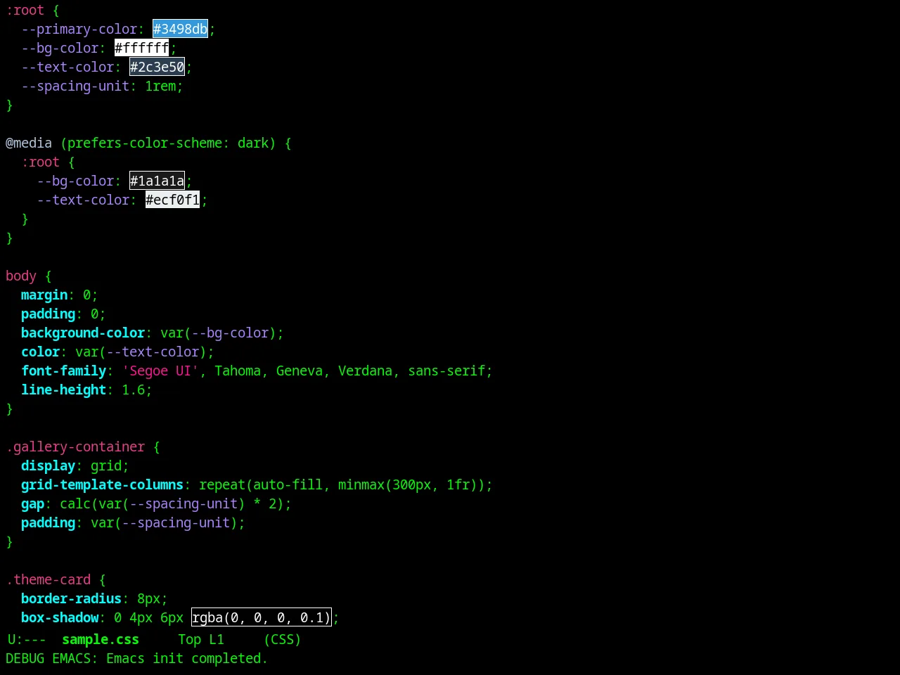 Dark Mint Theme in css-mode
