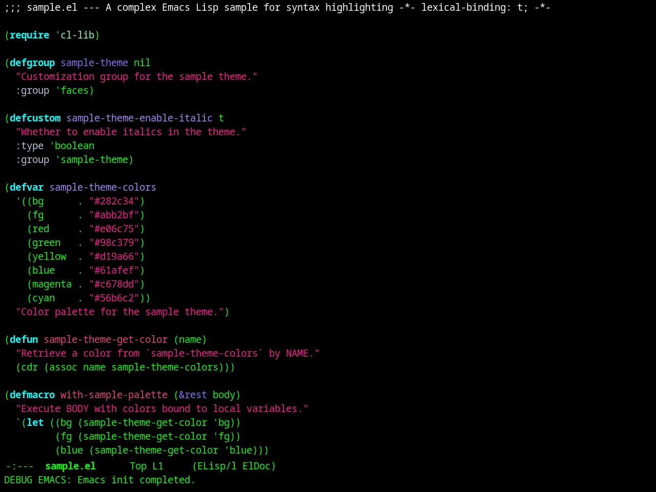 Dark Mint Theme in emacs-lisp-mode