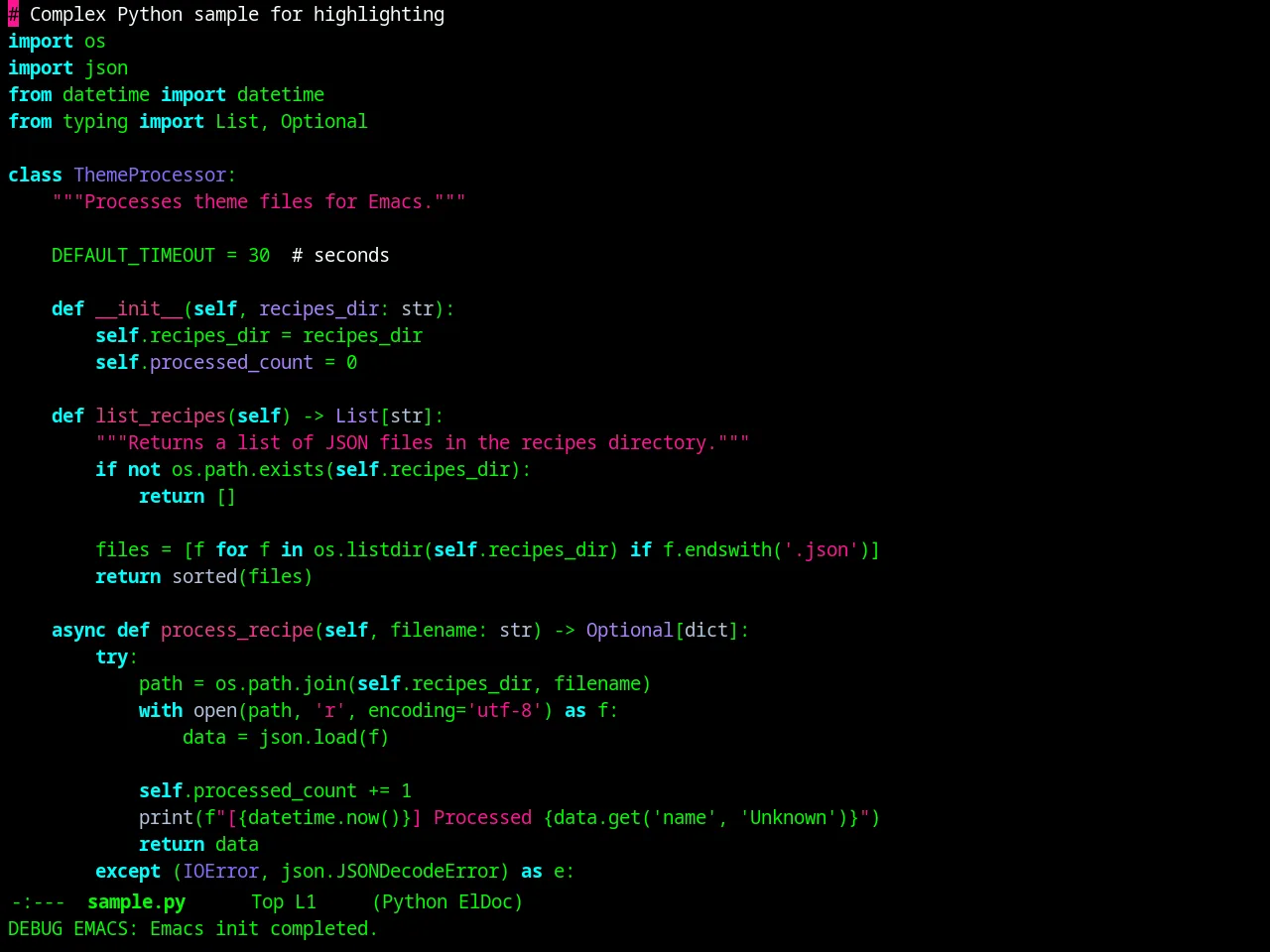 Dark Mint Theme in python-mode