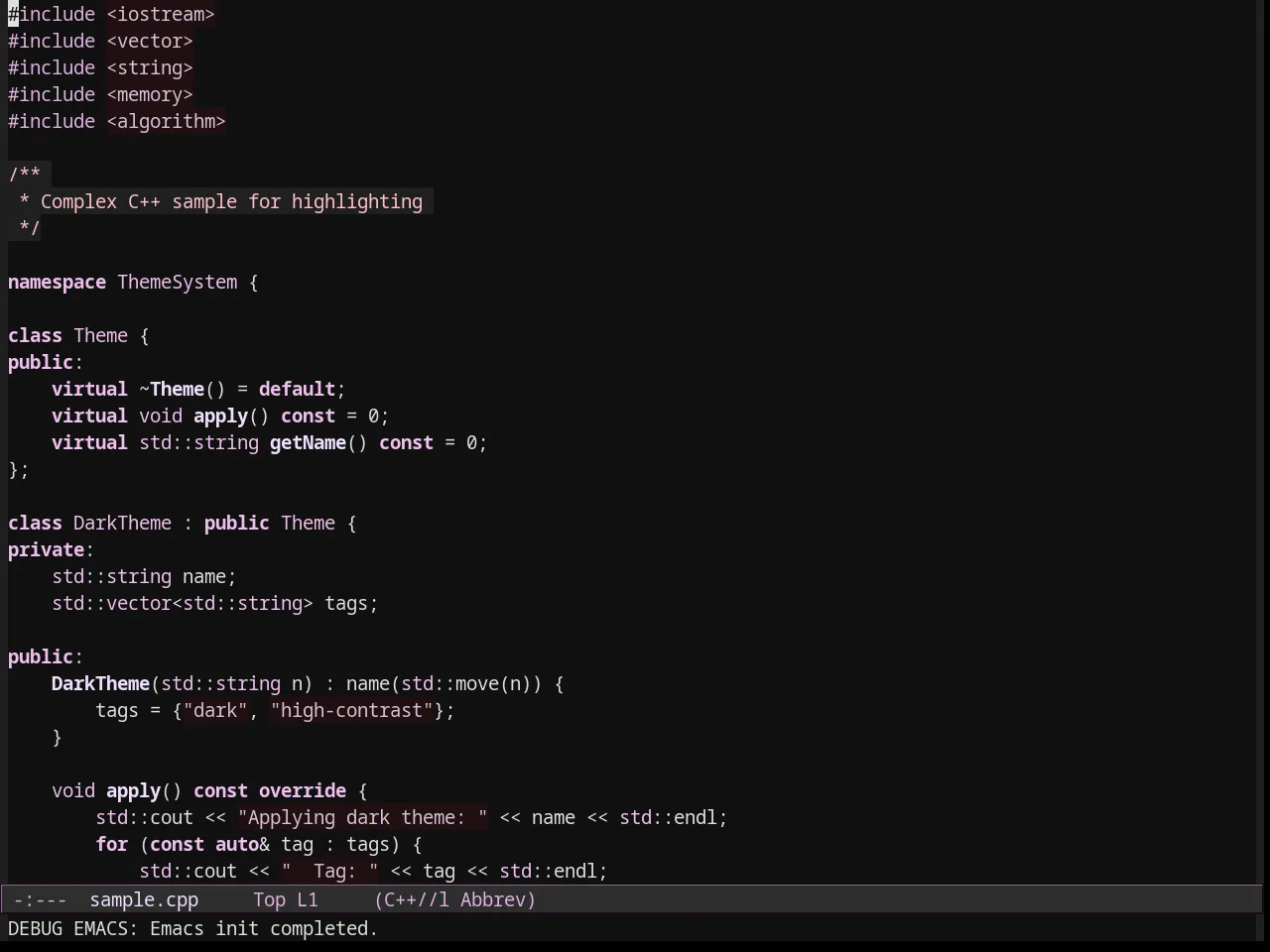 Dark Pink Theme in c++-mode