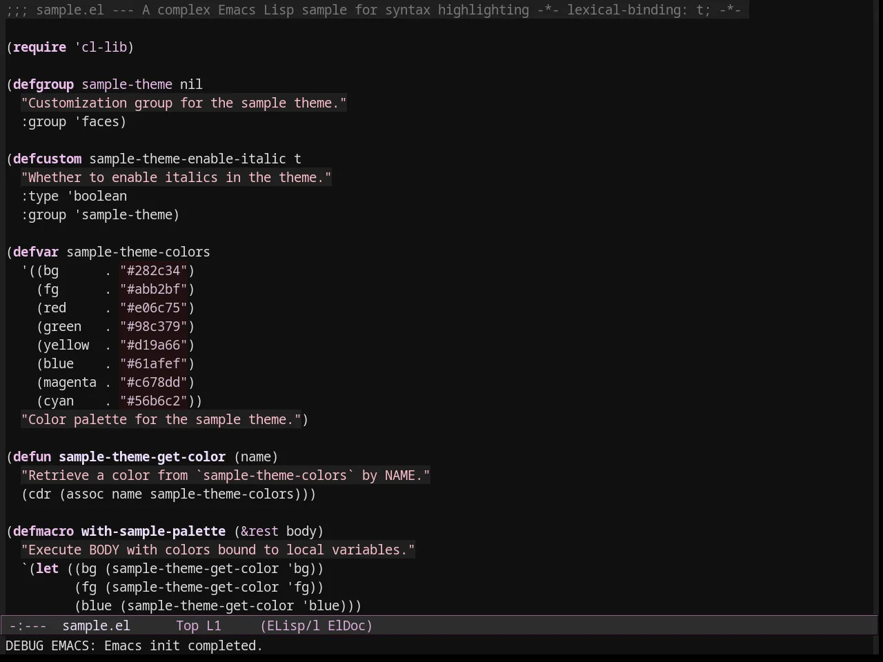 Dark Pink Theme in emacs-lisp-mode