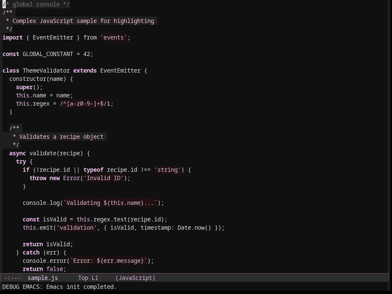 Dark Pink Theme in javascript-mode