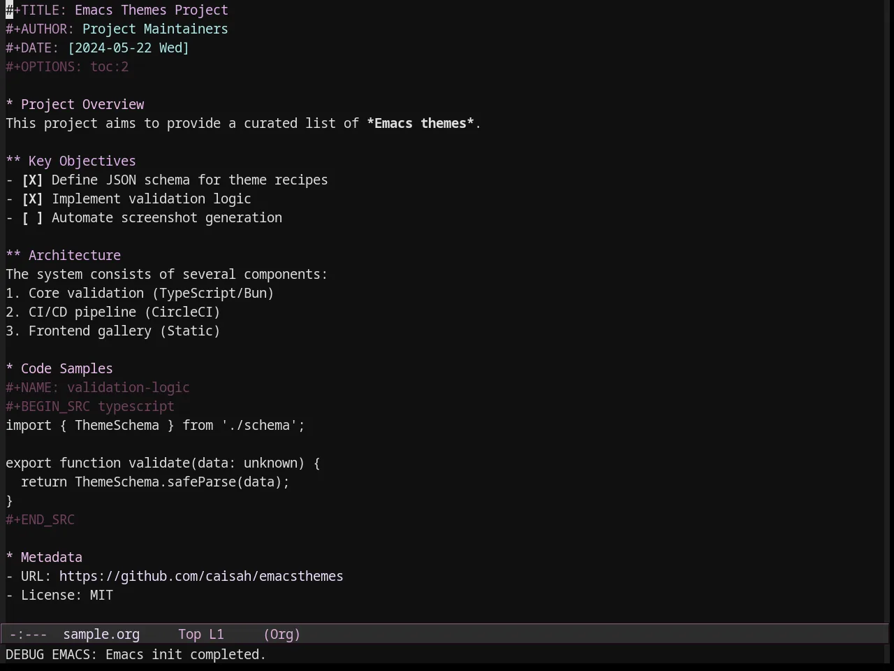 Dark Pink Theme in org-mode