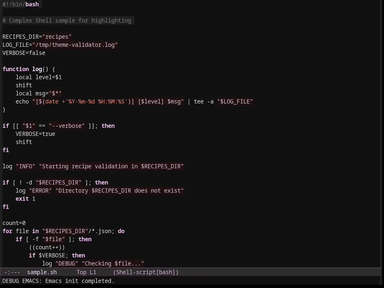Dark Pink Theme in sh-mode