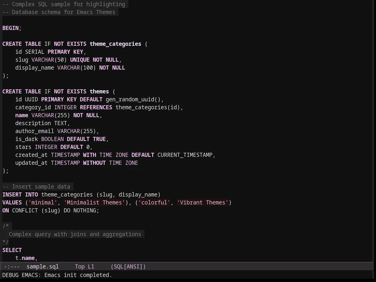 Dark Pink Theme in sql-mode