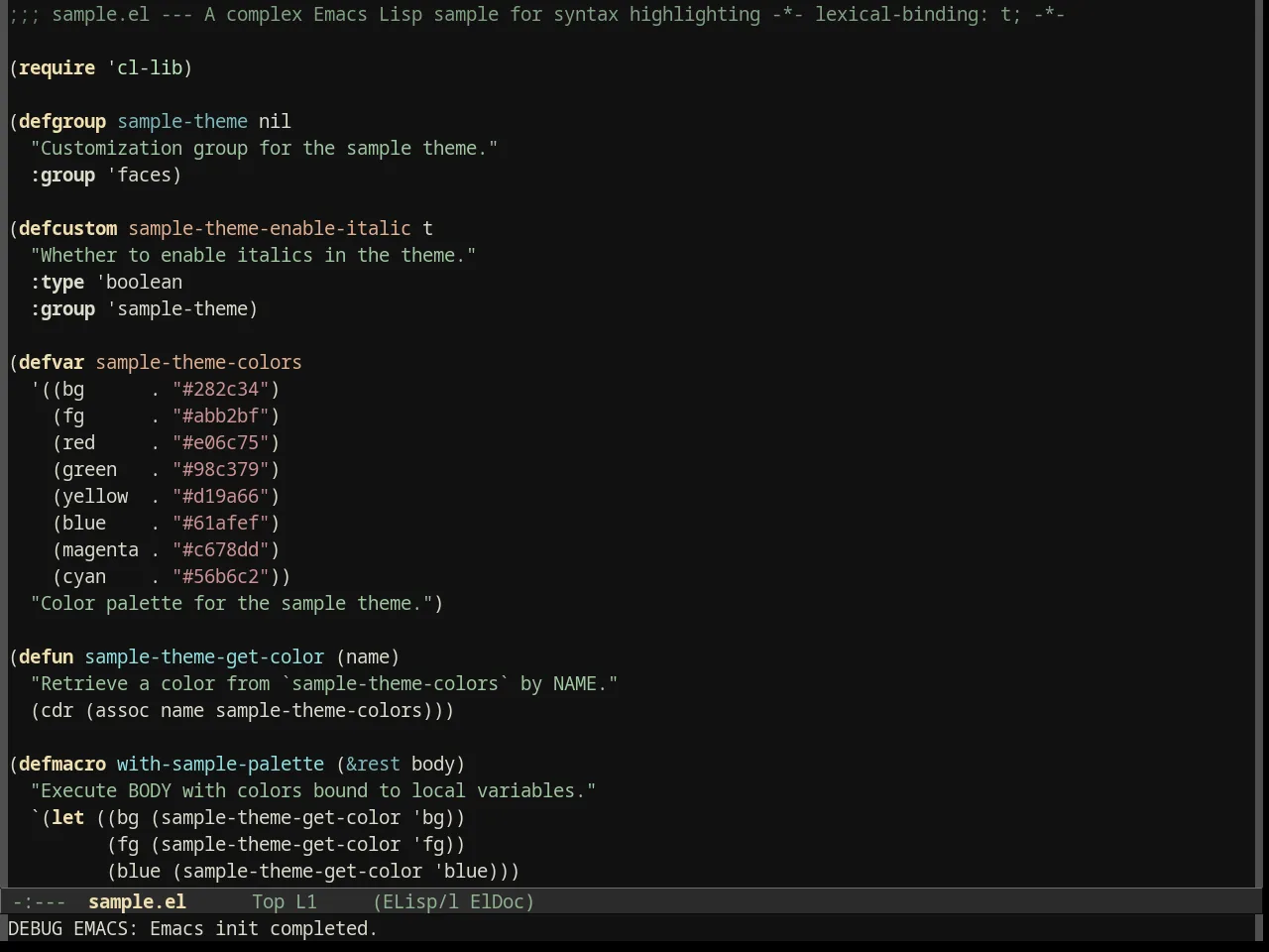 Darkburn Theme in emacs-lisp-mode