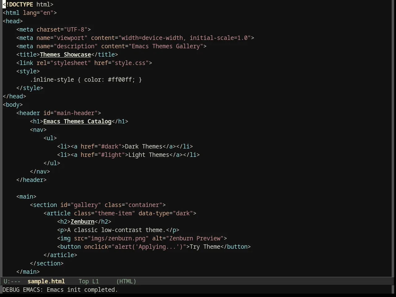Darkburn Theme in html-mode