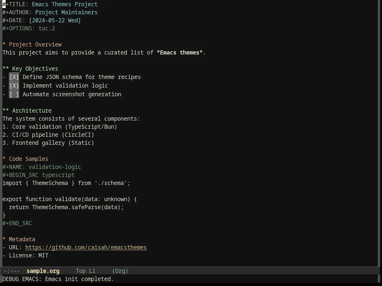 Darkburn Theme in org-mode