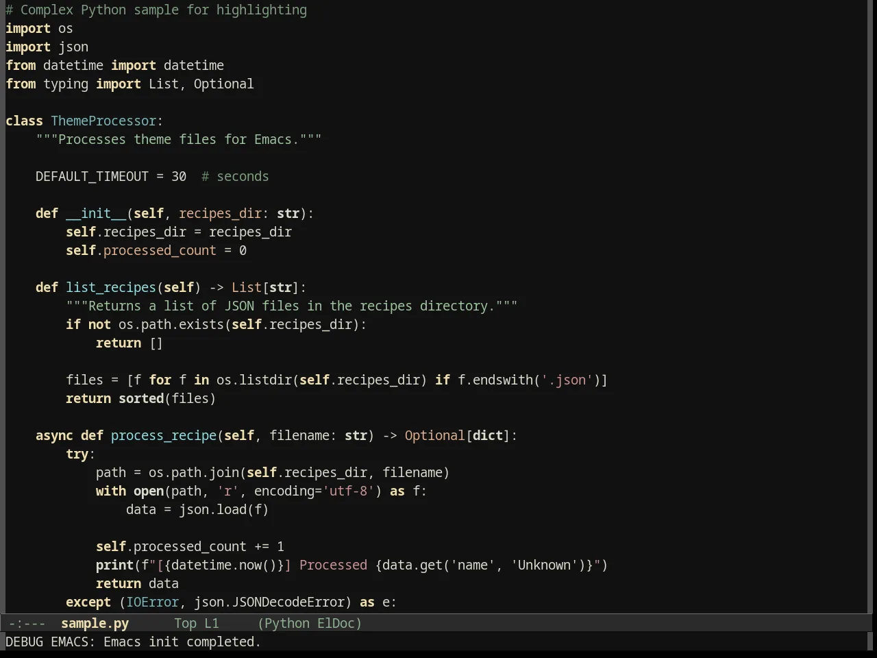Darkburn Theme in python-mode