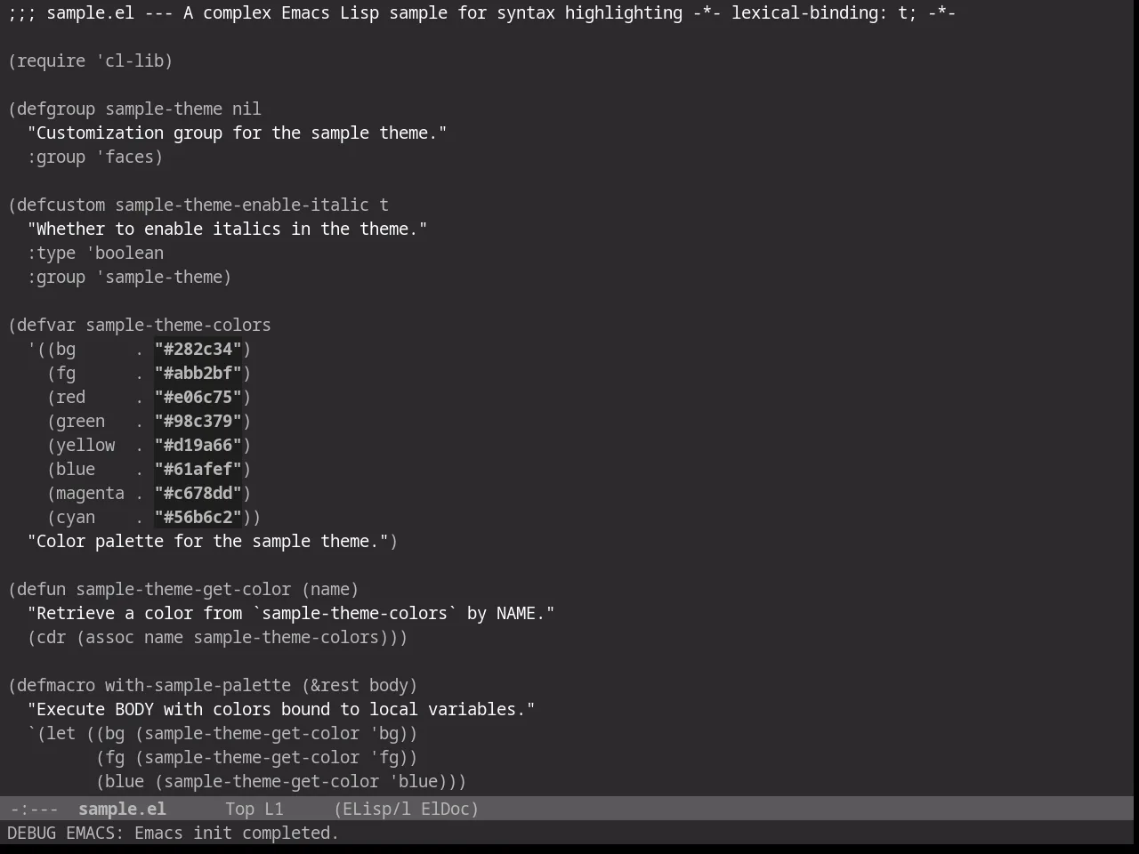 Darkless Theme in emacs-lisp-mode