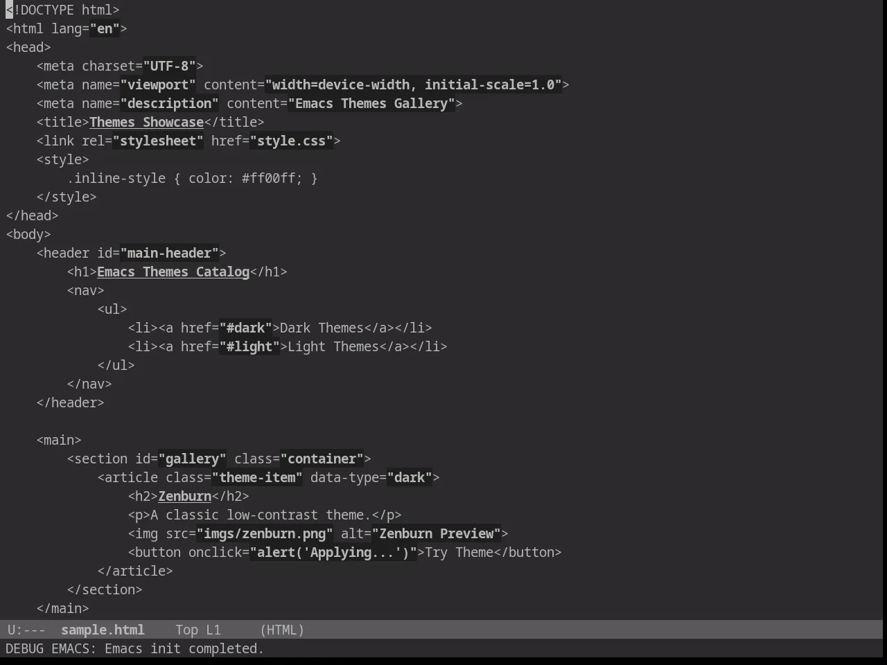 Darkless Theme in html-mode