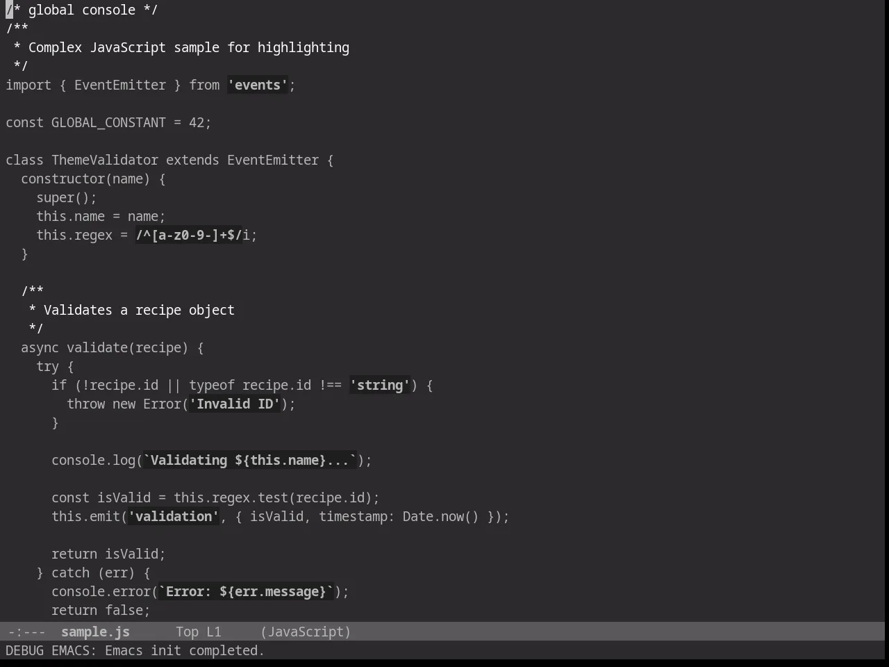 Darkless Theme in javascript-mode