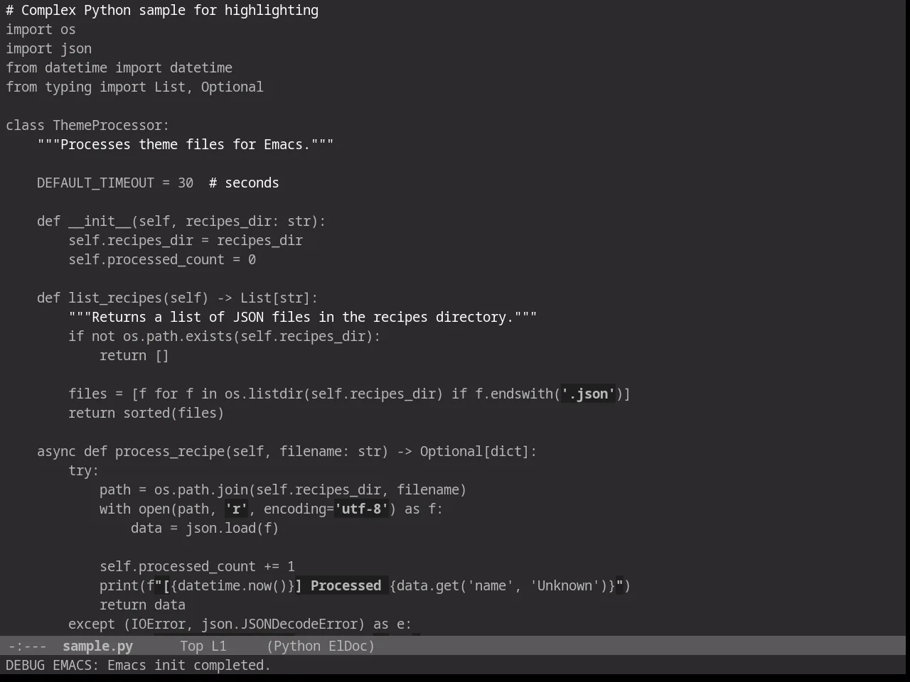 Darkless Theme in python-mode