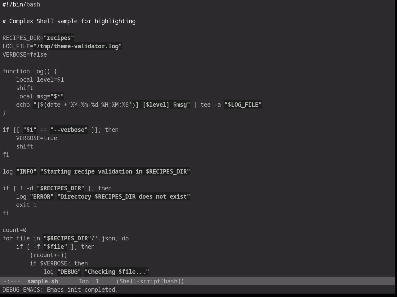 Darkless Theme in sh-mode