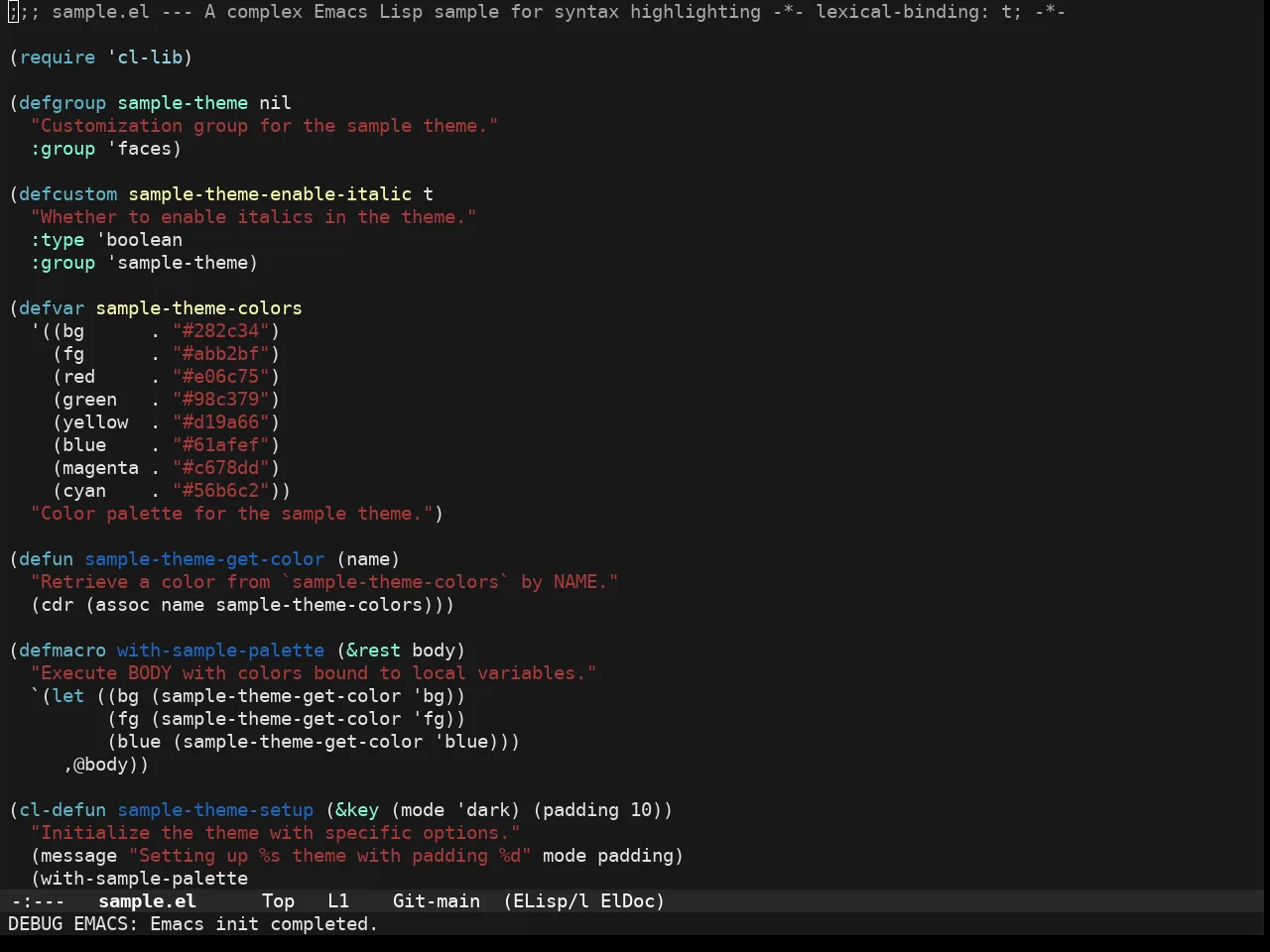 Darkmine Theme in emacs-lisp-mode