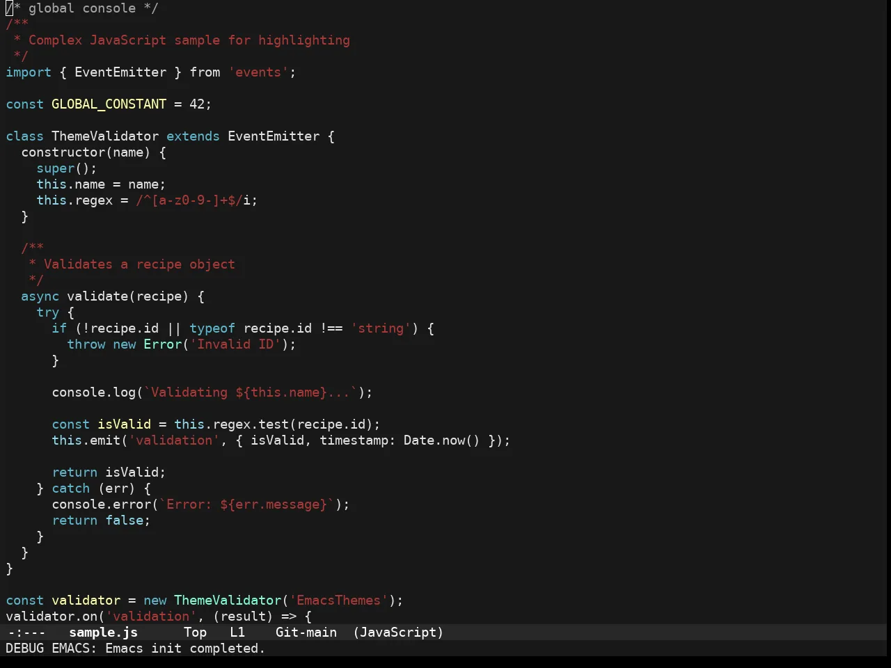Darkmine Theme in javascript-mode