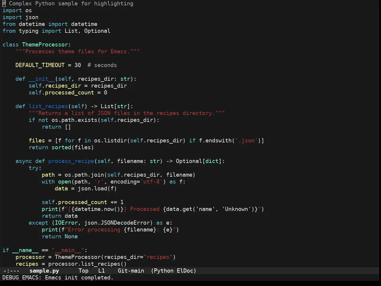 Darkmine Theme in python-mode
