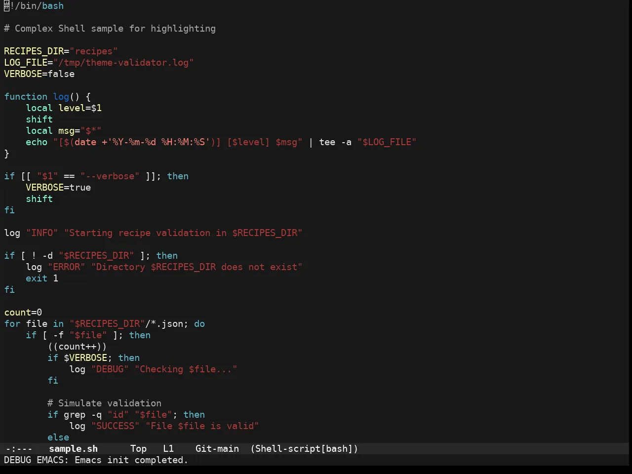 Darkmine Theme in sh-mode