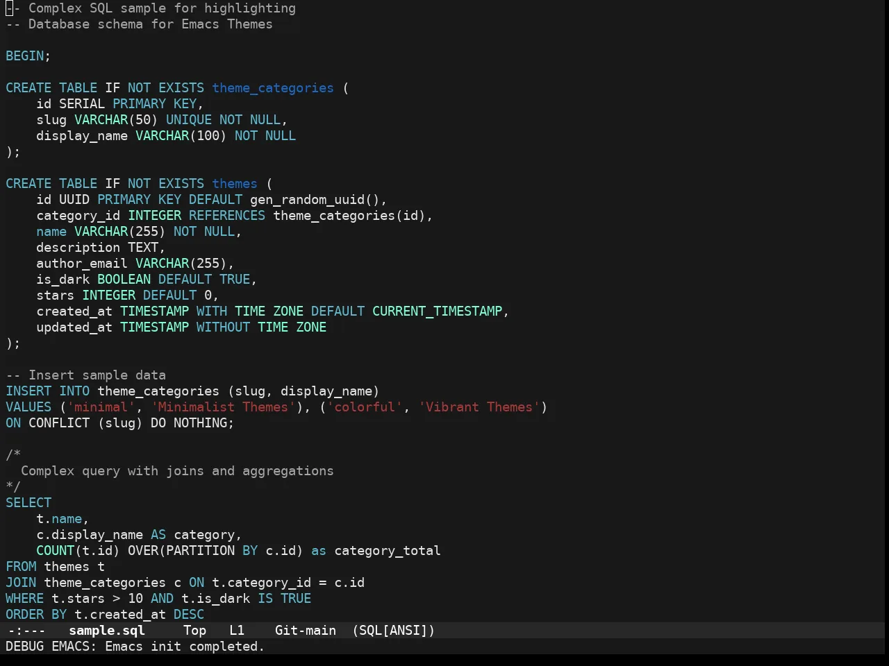 Darkmine Theme in sql-mode