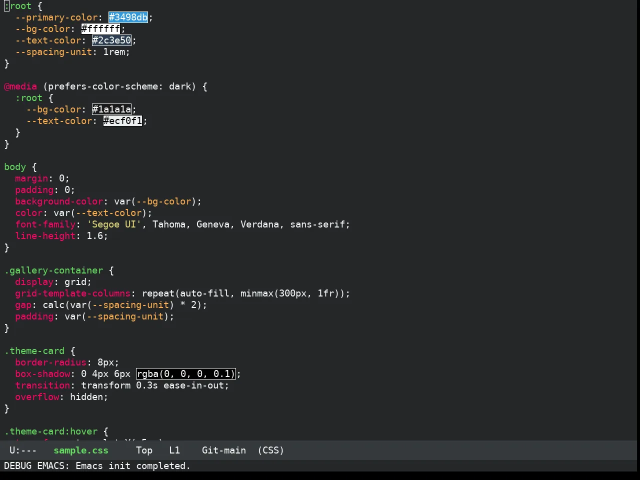 Darkokai Theme in css-mode