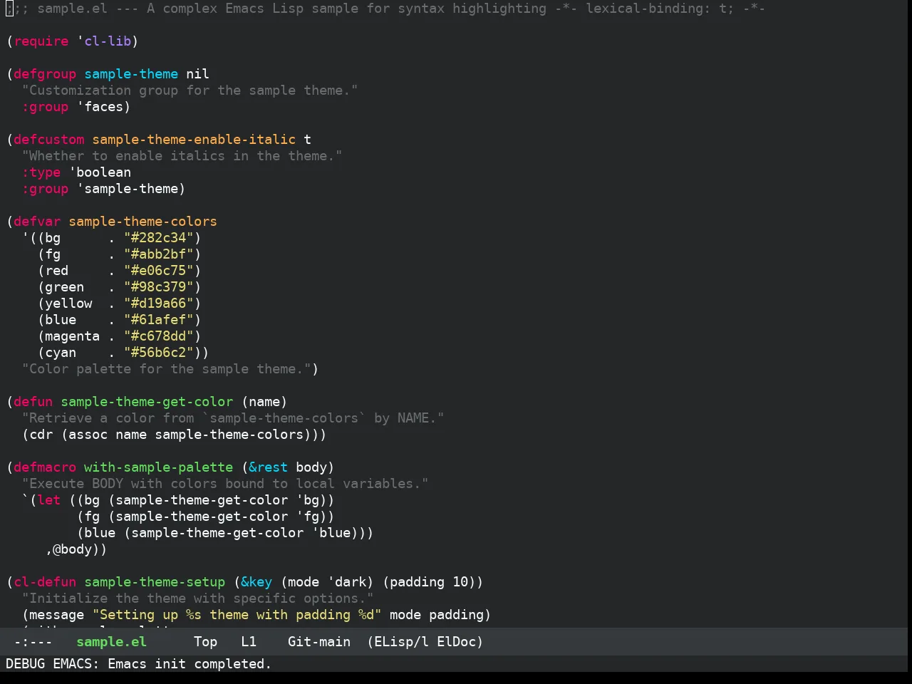 Darkokai Theme in emacs-lisp-mode